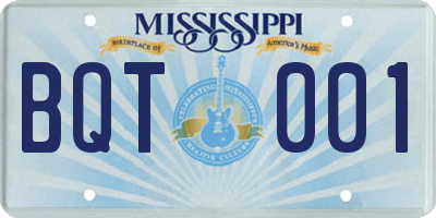 MS license plate BQT001