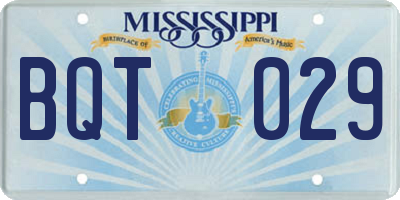 MS license plate BQT029