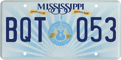MS license plate BQT053
