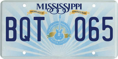 MS license plate BQT065