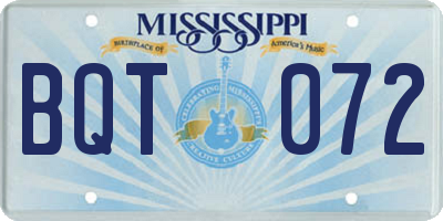 MS license plate BQT072