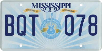 MS license plate BQT078