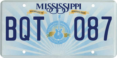 MS license plate BQT087