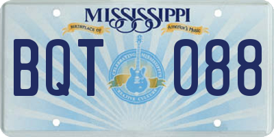 MS license plate BQT088