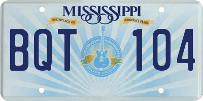 MS license plate BQT104