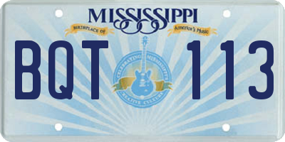 MS license plate BQT113