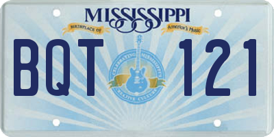MS license plate BQT121