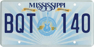 MS license plate BQT140