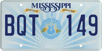 MS license plate BQT149
