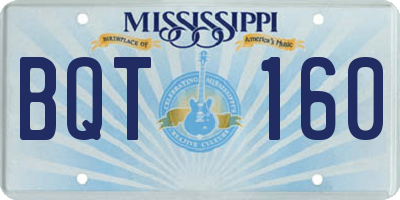 MS license plate BQT160