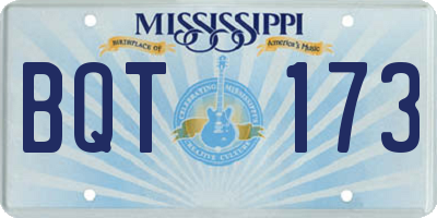 MS license plate BQT173