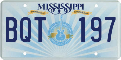 MS license plate BQT197