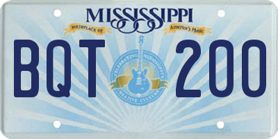 MS license plate BQT200
