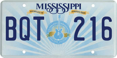 MS license plate BQT216