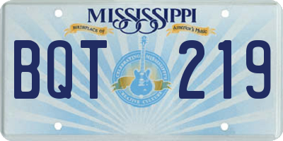 MS license plate BQT219
