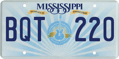 MS license plate BQT220
