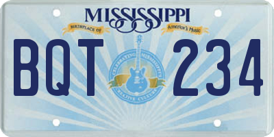 MS license plate BQT234