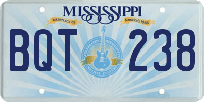 MS license plate BQT238