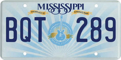 MS license plate BQT289