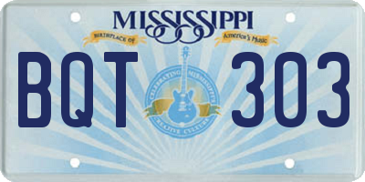 MS license plate BQT303