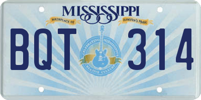 MS license plate BQT314