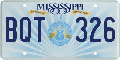 MS license plate BQT326
