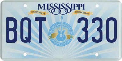 MS license plate BQT330