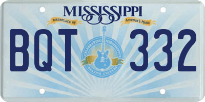 MS license plate BQT332