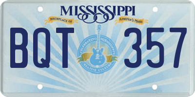 MS license plate BQT357