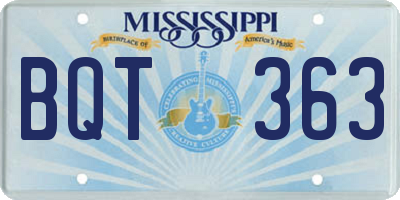MS license plate BQT363
