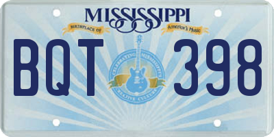 MS license plate BQT398