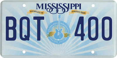 MS license plate BQT400