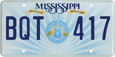 MS license plate BQT417