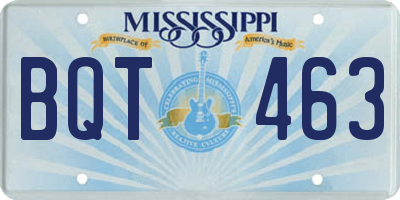 MS license plate BQT463