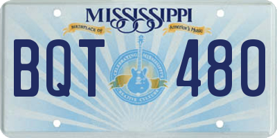 MS license plate BQT480