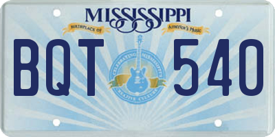 MS license plate BQT540