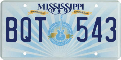 MS license plate BQT543