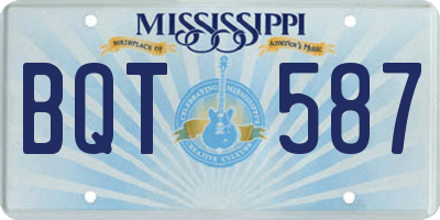 MS license plate BQT587