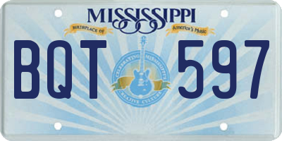 MS license plate BQT597