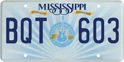 MS license plate BQT603