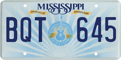 MS license plate BQT645