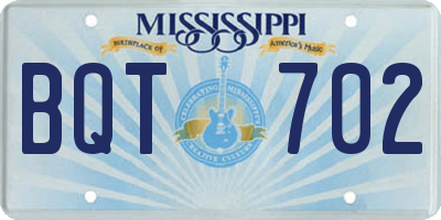 MS license plate BQT702