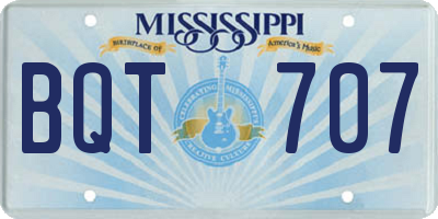 MS license plate BQT707