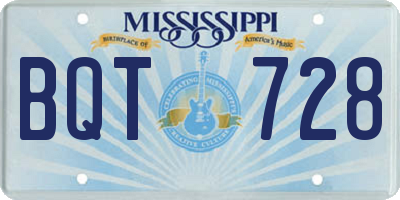 MS license plate BQT728