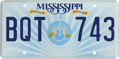 MS license plate BQT743