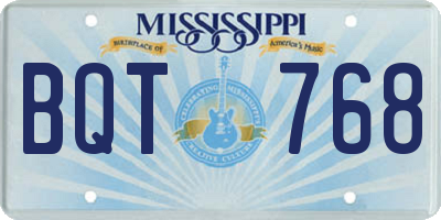 MS license plate BQT768