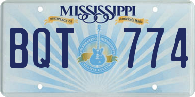 MS license plate BQT774