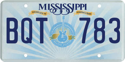 MS license plate BQT783