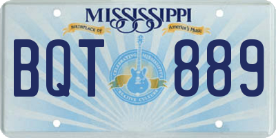 MS license plate BQT889
