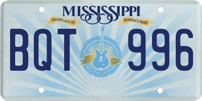 MS license plate BQT996